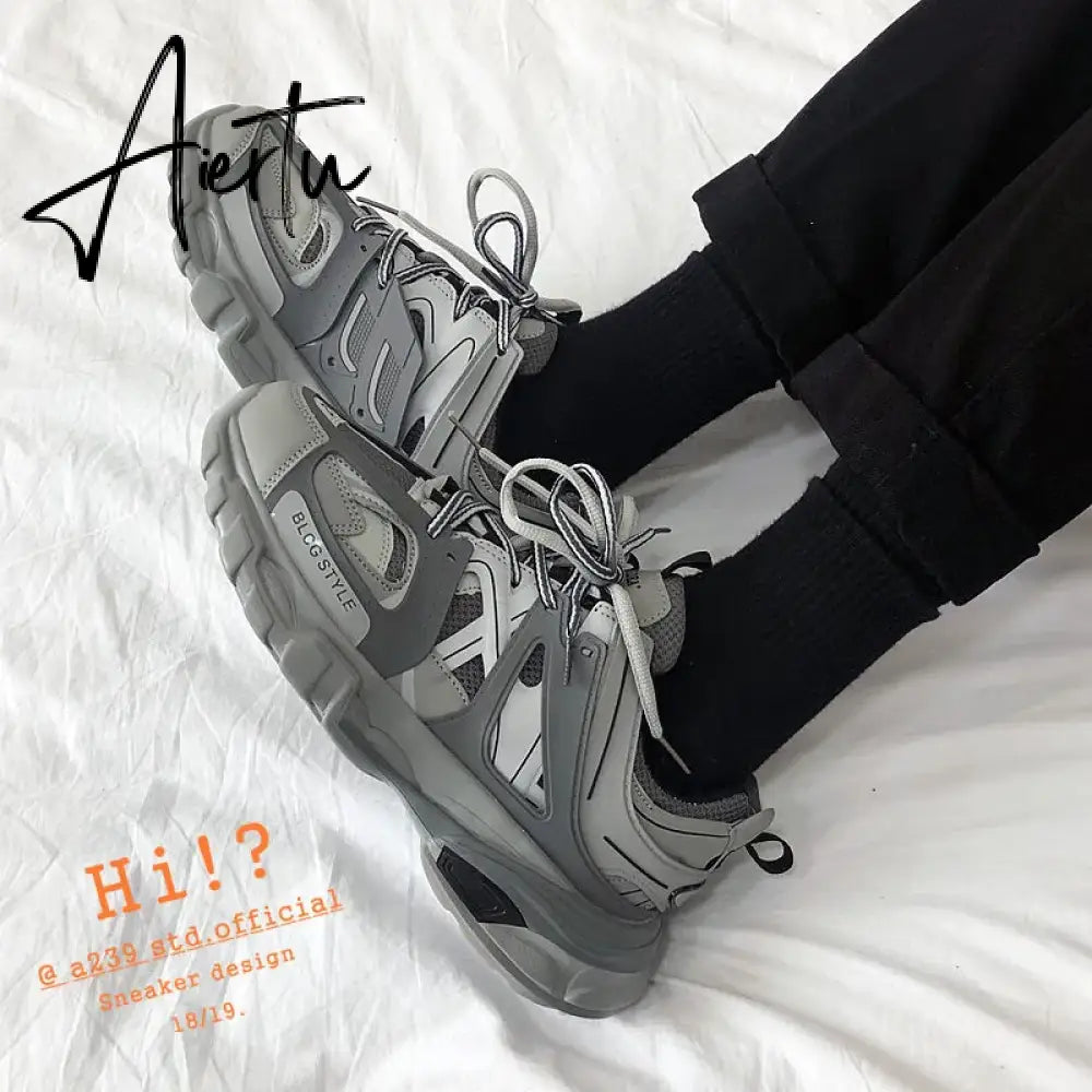 Female Male Dad Shoes  Adult Platform Trainers Stylish Casual Chunky Sneakers For Women Men White Sport Thick Sole Footwear Aiertu