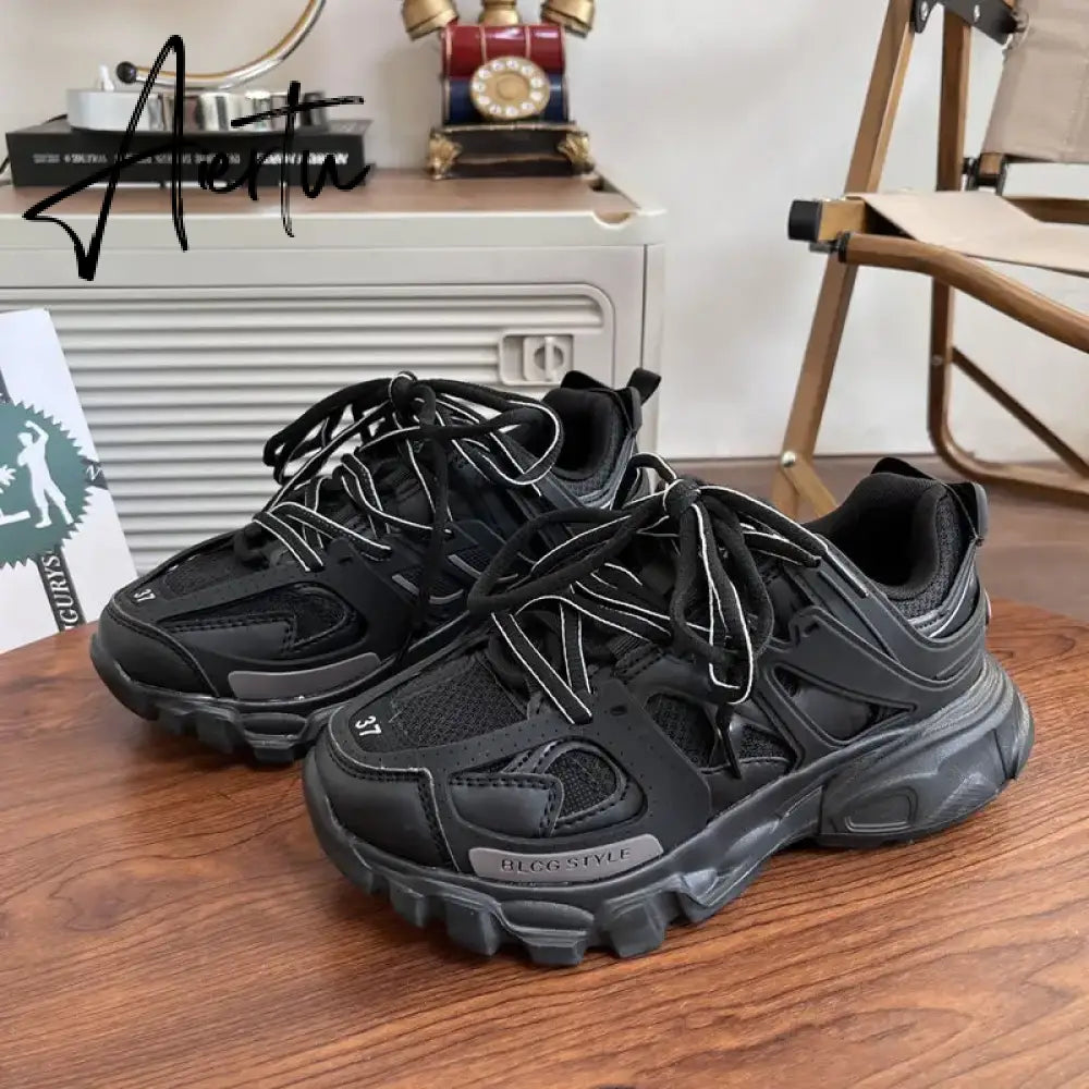Female Male Dad Shoes  Adult Platform Trainers Stylish Casual Chunky Sneakers For Women Men White Sport Thick Sole Footwear Aiertu