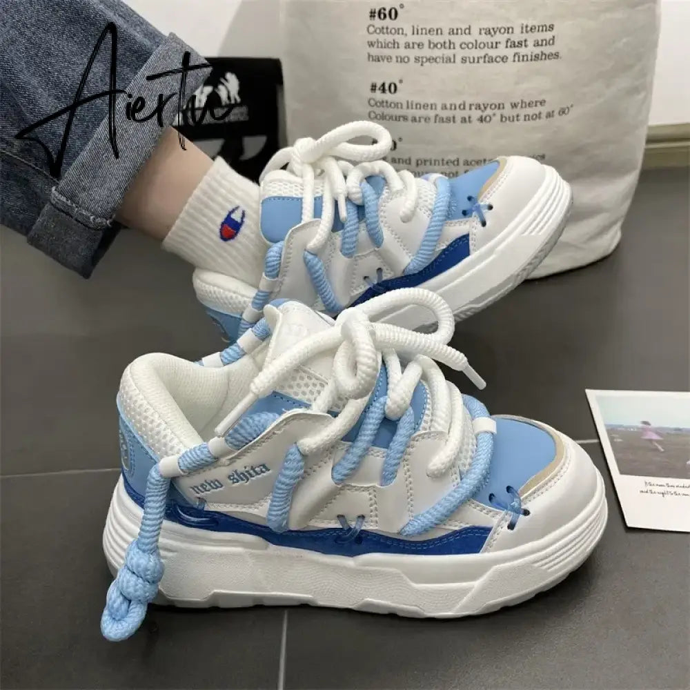 Female Male Dad Shoes  Adult Platform Trainers Stylish Casual Chunky Sneakers For Women Men White Sport Thick Sole Footwear Aiertu