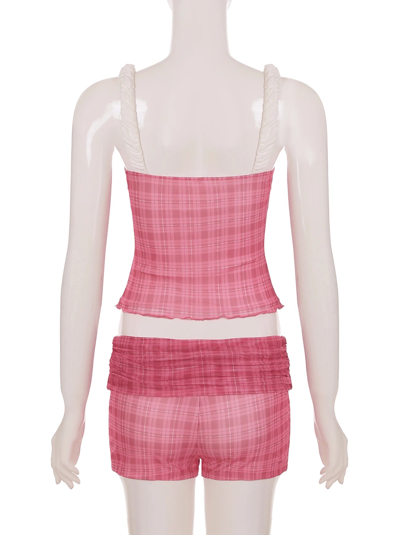 Aiertu  Two-Piece Set Plaid Print Y2K Sexy Camisole and Shorts Outfits for Women Clubwear 90s Fashion Korean Summer Suits Aiertu
