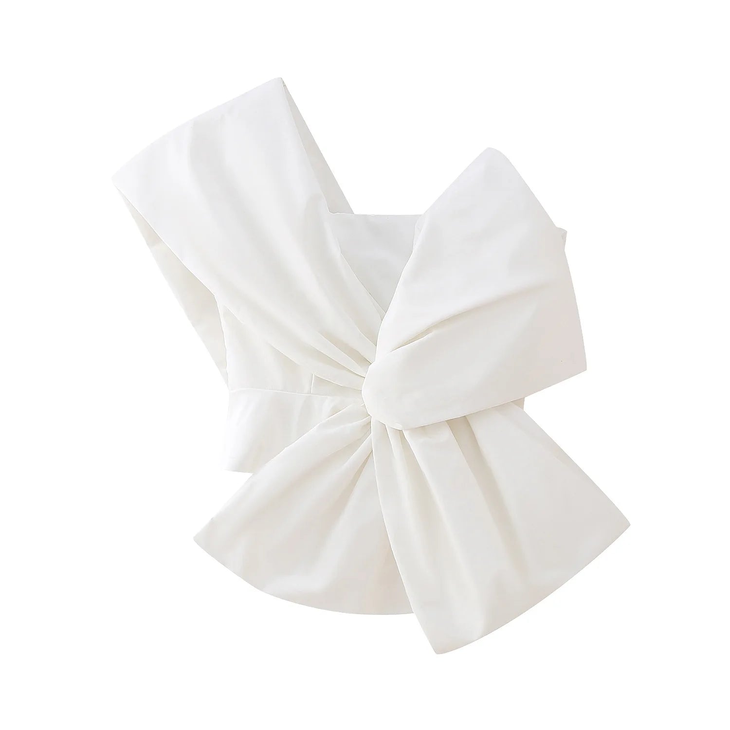 Aiertu  -  Bow Red Chic Top Women Fashion Skew-collar Irregular Casual Bandage Female Tops 2023 Party One-shoulder Shirt Aiertu