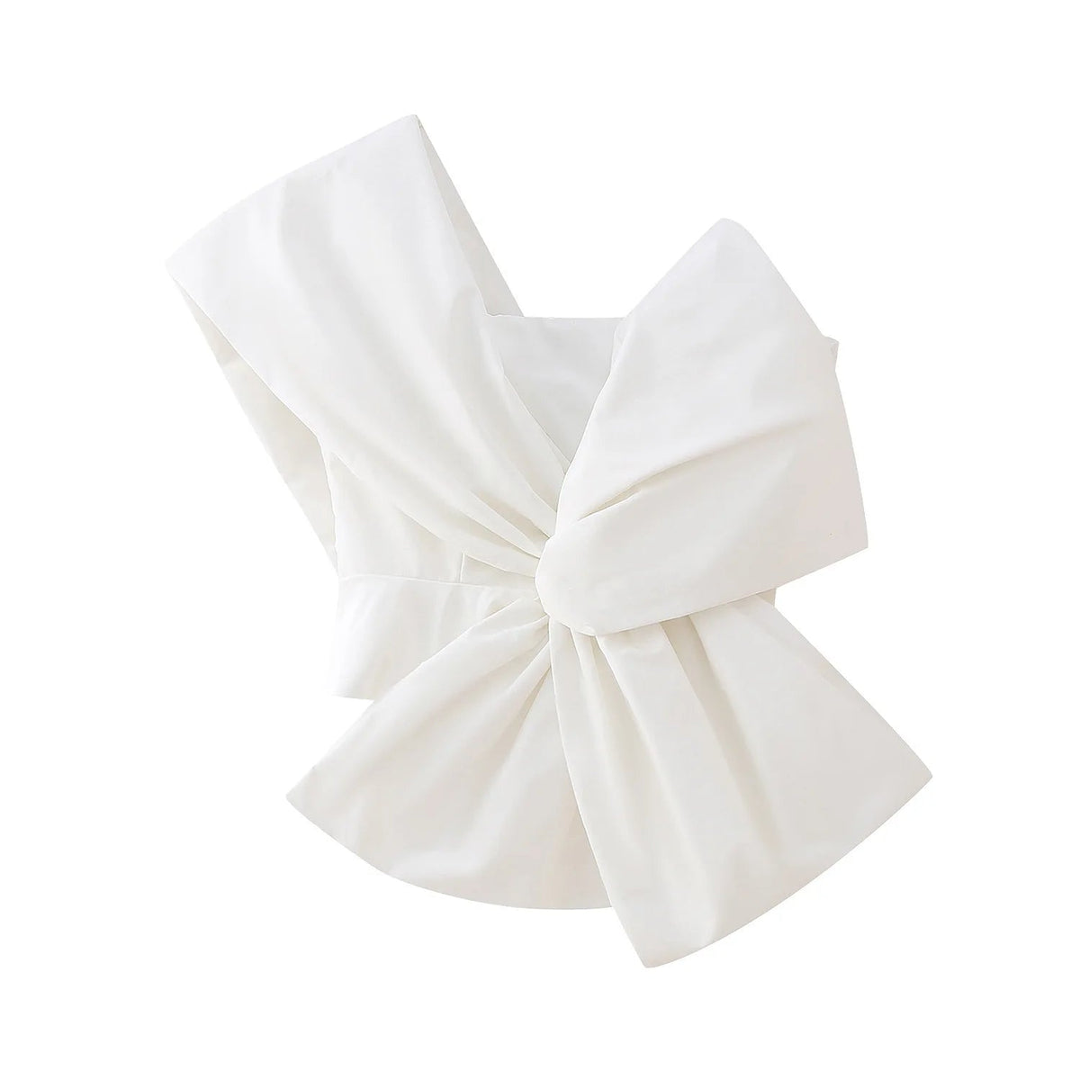 Aiertu  -  Bow Red Chic Top Women Fashion Skew-collar Irregular Casual Bandage Female Tops 2023 Party One-shoulder Shirt Aiertu