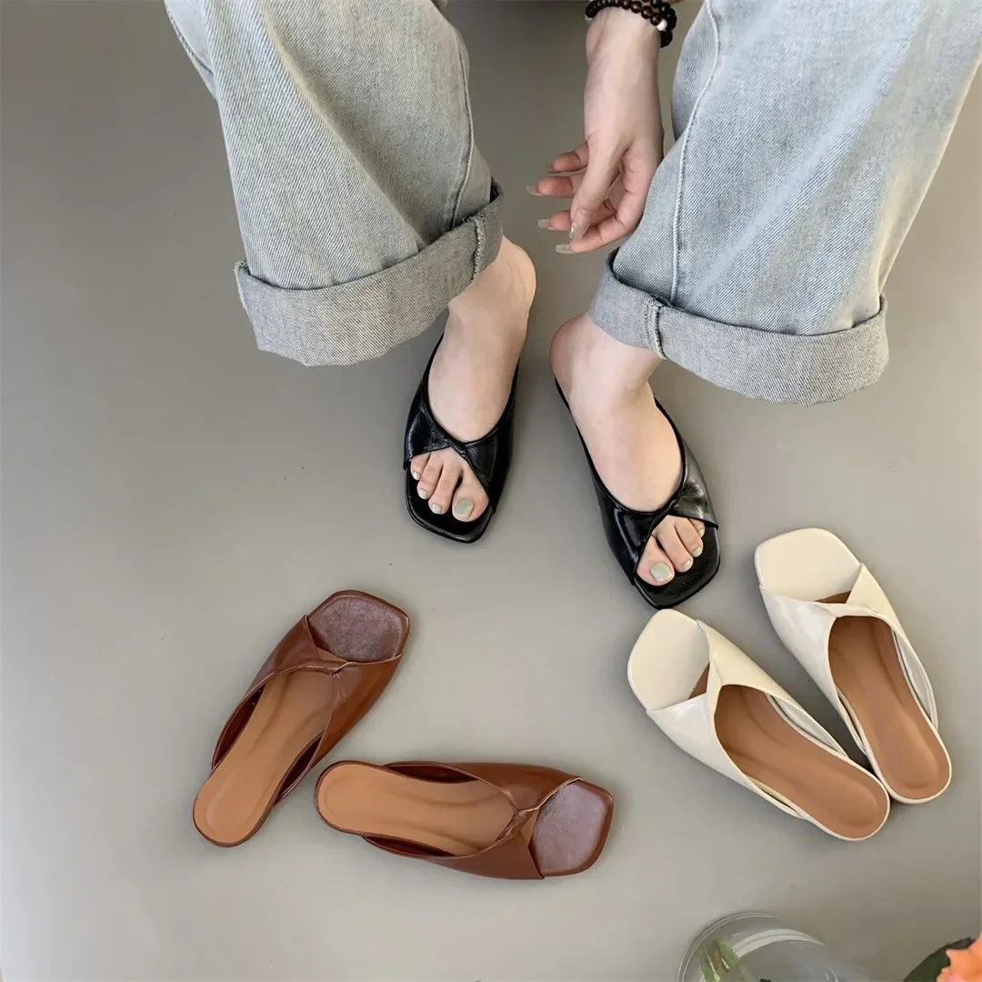 Aiertu  -  Flats Slippers Women Open Toe Sandals Summer Flip Flops Casual Shoes 2025 Trend Dress Party Shoes Woman Slides Designer Aiertu