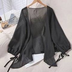 Aiertu Harajuku Chiffon Shirts Women Solid Casual Sun Protection Cardigan Summer Loose All Match Thin Sunscreen Blouses Coat New Aiertu