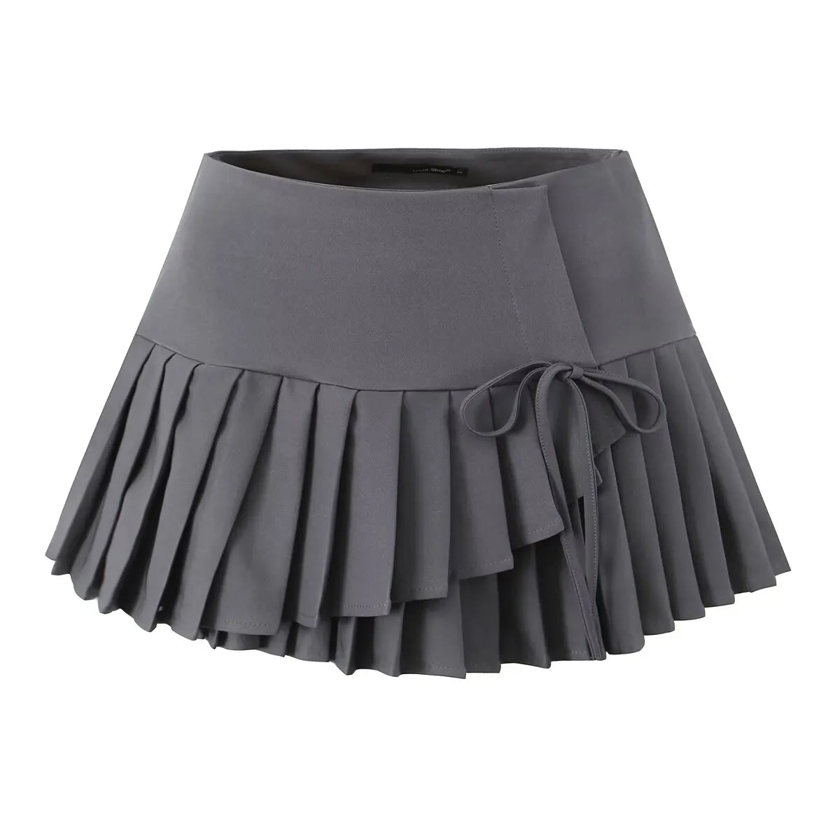 Aiertu  -  Y2K Style Cool Girl Cross Slit Asymmetrical Pleated Mini Skirts Women Side Zipper Low Waist Sports Skirts Gray Black White Aiertu