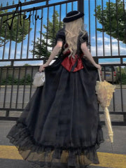 France Mesh Lolita Dress Women Summer Blue White Black Gothic Evening Party Dresses Sweet Korean Princess Fairy Dress Aiertu