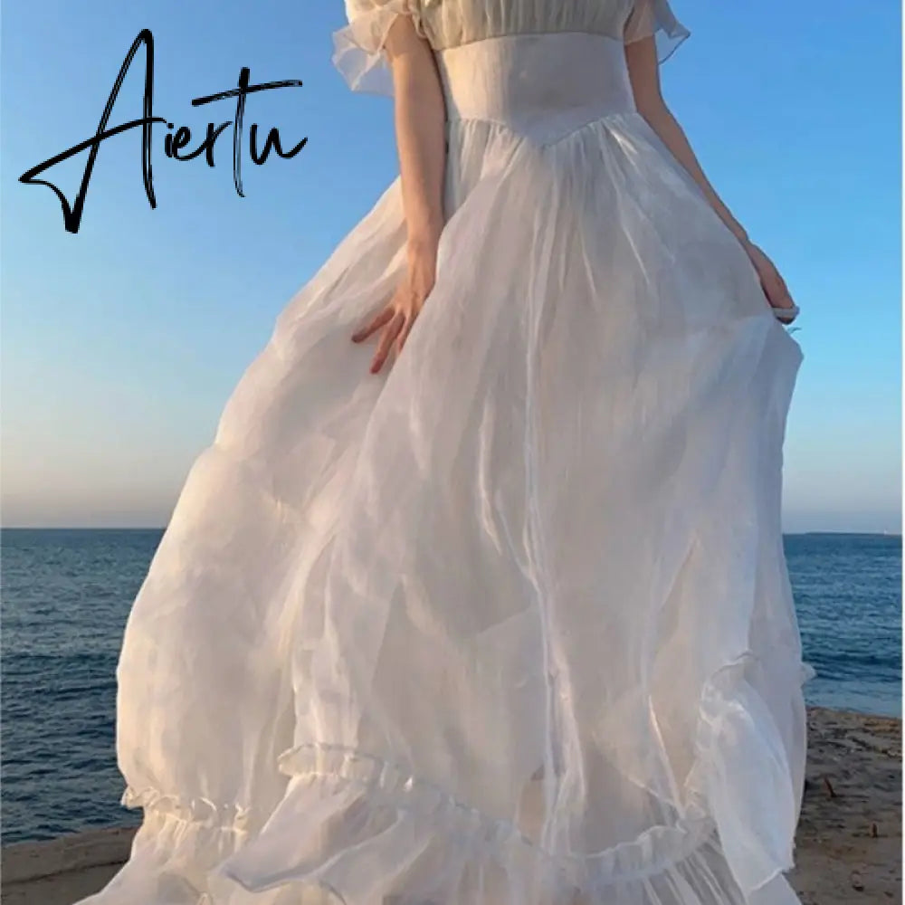 France Mesh Lolita Dress Women Summer Blue White Black Gothic Evening Party Dresses Sweet Korean Princess Fairy Dress Aiertu