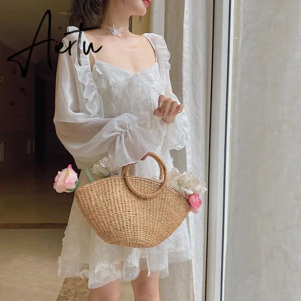 French Fairy Dress Women Elegant Sleeveless Chiffon Mini Dress Casual Floral Print Korean Kawaii Summer Dress Women Aiertu