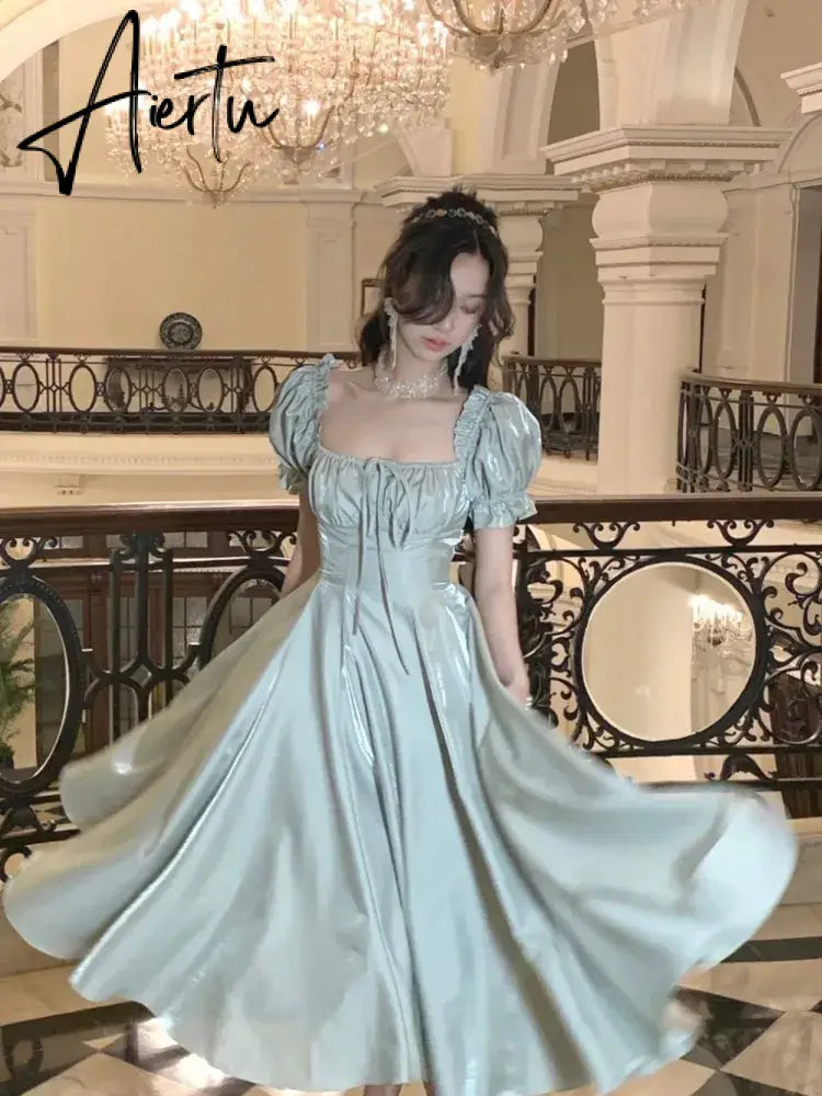 French Vintage Burgundy Evening Party Dress Women  Summer Elegant Romantic Prom Vestidos Korean A-line Graduation Dresses Aiertu