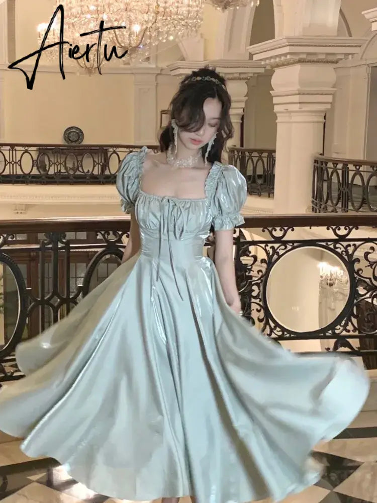 French Vintage Burgundy Evening Party Dress Women  Summer Elegant Romantic Prom Vestidos Korean A-line Graduation Dresses Aiertu