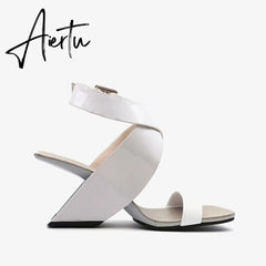 Gladiator High Heels Sandals for Women Genuine Leather Mixed Colors Women's Shoes Summer Fashion Working Office Shoes Woman Aiertu
