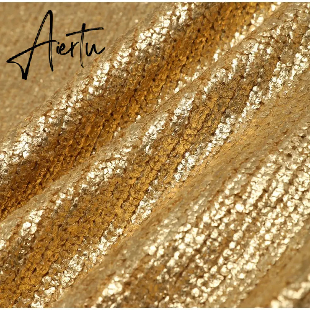 Gold Color O Neck Sweaters Women Fashion Long Sleeve Bright Silk Knit Pullover Female Autumn Elegant Office Ladies Loose Jumpers Aiertu