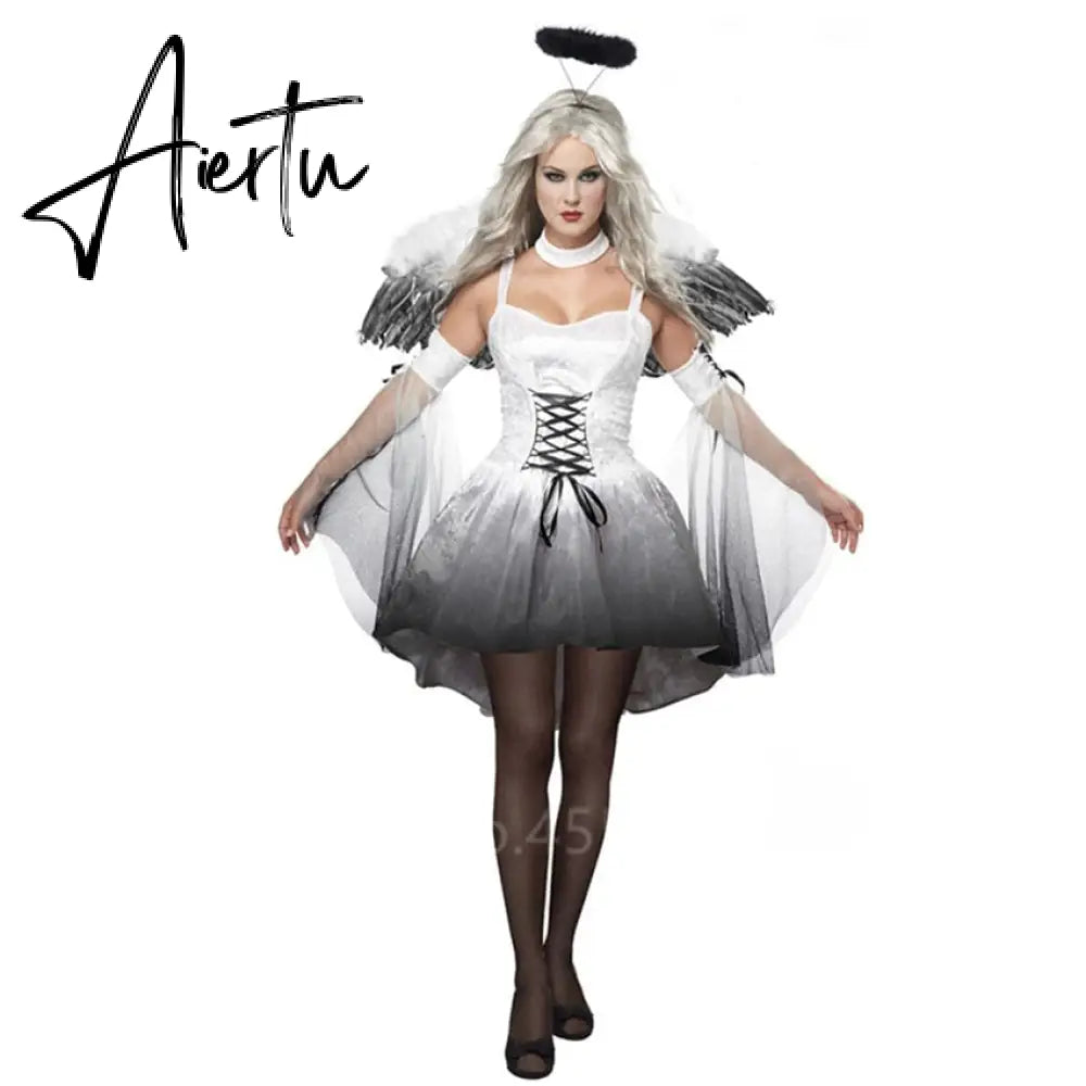Halloween Carnival Cosplay Costumes for Women Adult Demon Scary Devil Angel Party Disfraz Funny Playsuit Ghost Bride Dress Aiertu