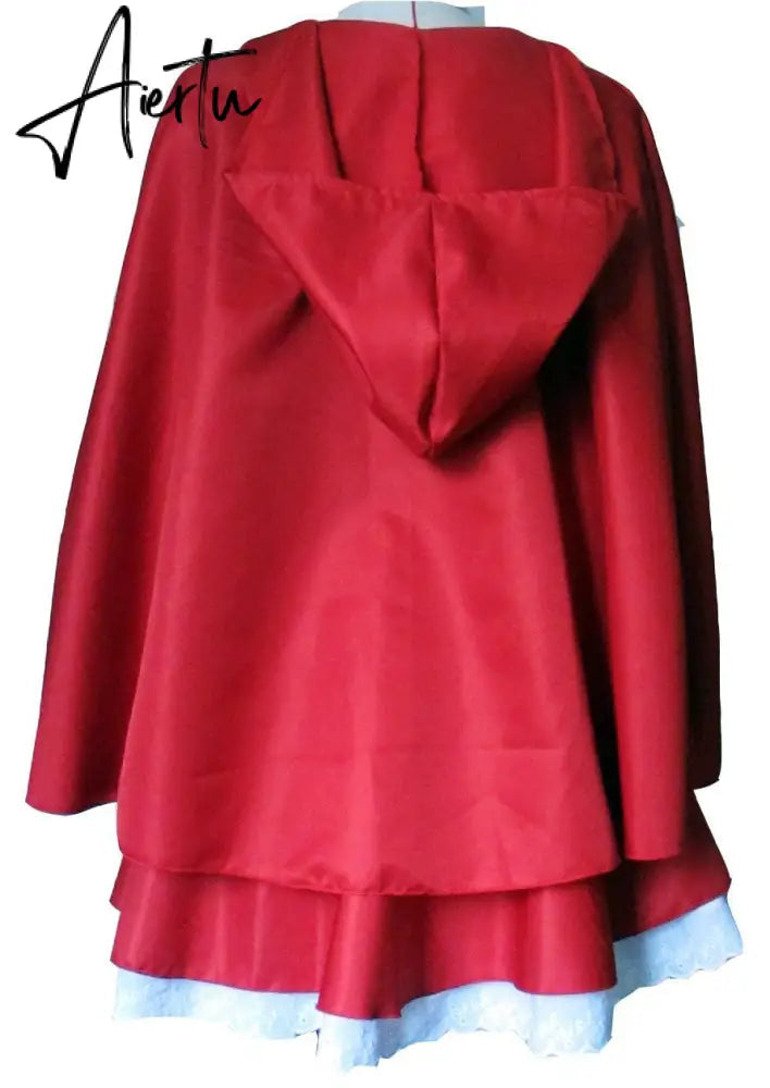 Aiertu Halloween Costume For Adult Women Little Red Riding Hooded Cosplay Fantasy Game Uniforms Fancy Dress Party Cloak Outfit XS-6XL Aiertu