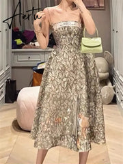 Halter Neck Sundress Women Beach Lace Vintage Sexy Sleeveless Boho Party Backless Runway Embroidery Summer Woman Dress Robe Aiertu