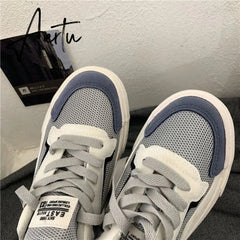 Harajuku Casual Woman Shoes Korean Style Vintage Lace Up Sneakers Mesh Flats Tennis Female Fashion Canvas Sports Shoe Aiertu