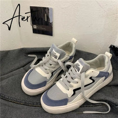 Harajuku Casual Woman Shoes Korean Style Vintage Lace Up Sneakers Mesh Flats Tennis Female Fashion Canvas Sports Shoe Aiertu