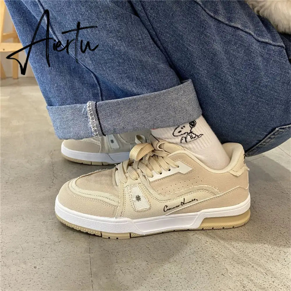 Harajuku Y2k Platform Shoes Women Canvas Korean Fashion Lace Up Sneakers Female Sports Comfortable Shoe Casual Flats Aiertu