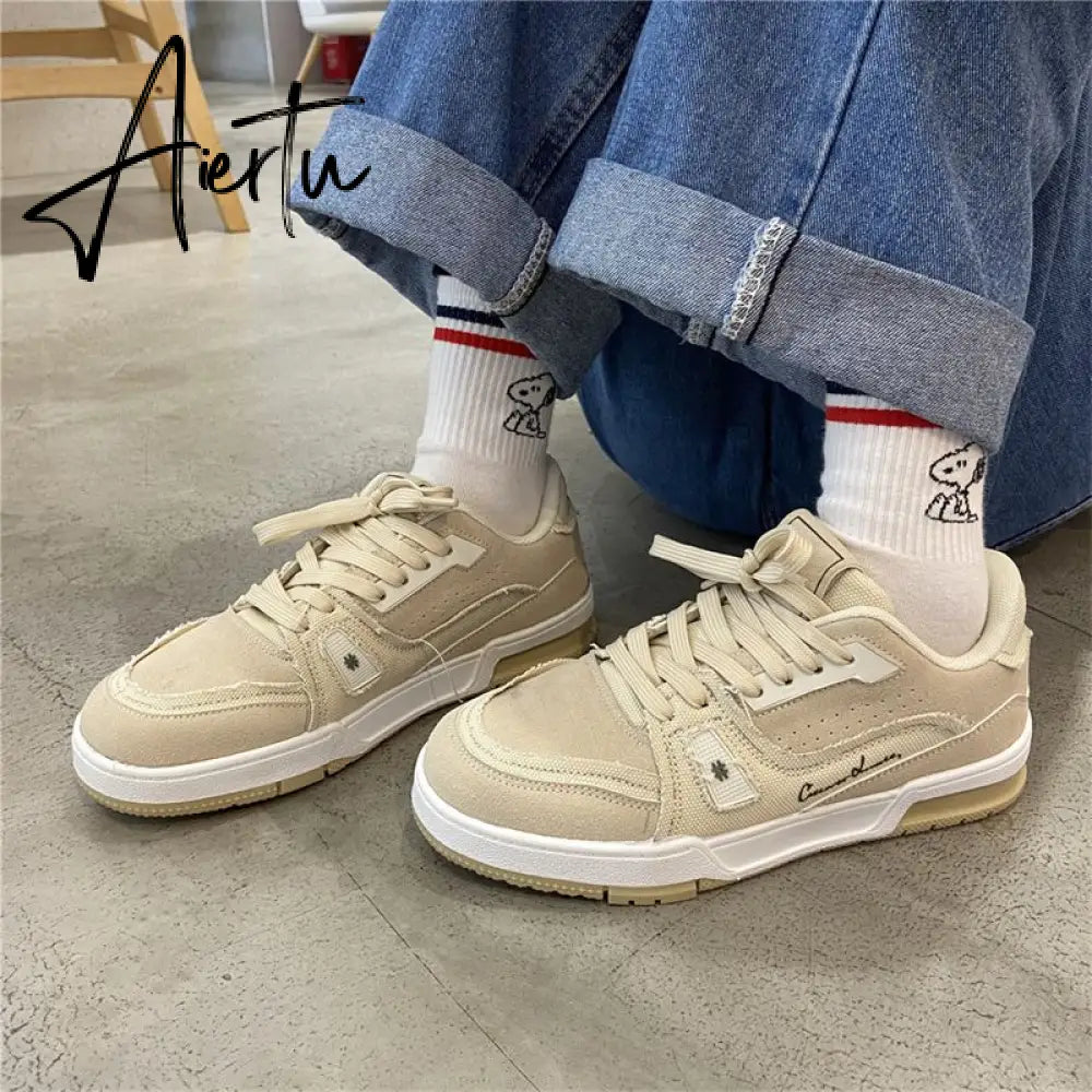 Harajuku Y2k Platform Shoes Women Canvas Korean Fashion Lace Up Sneakers Female Sports Comfortable Shoe Casual Flats Aiertu