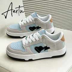 Heart Dunks  New Type Slate Shoes Haze Blue Trend Love Pattern Breathable Student Casual Sneakers Female Men Aiertu