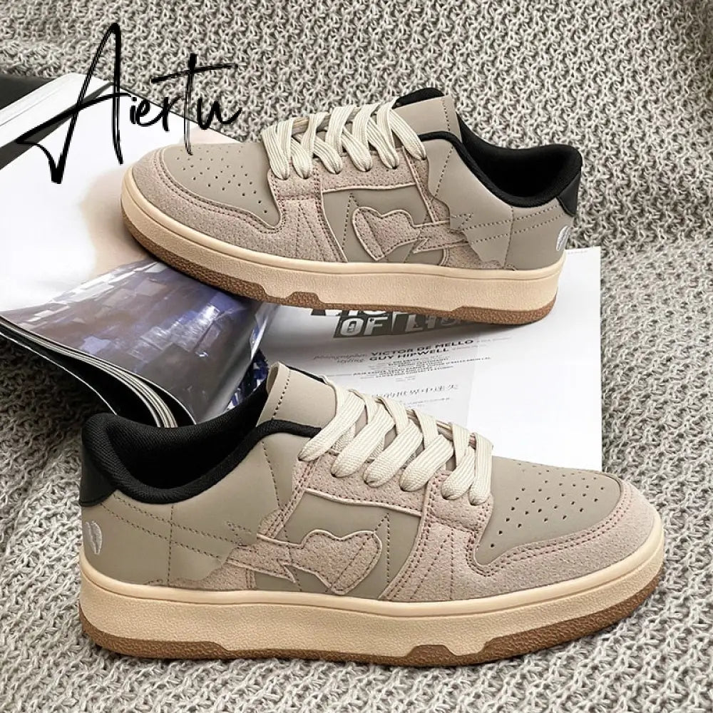 Heart Dunks  New Type Slate Shoes Haze Blue Trend Love Pattern Breathable Student Casual Sneakers Female Men Aiertu