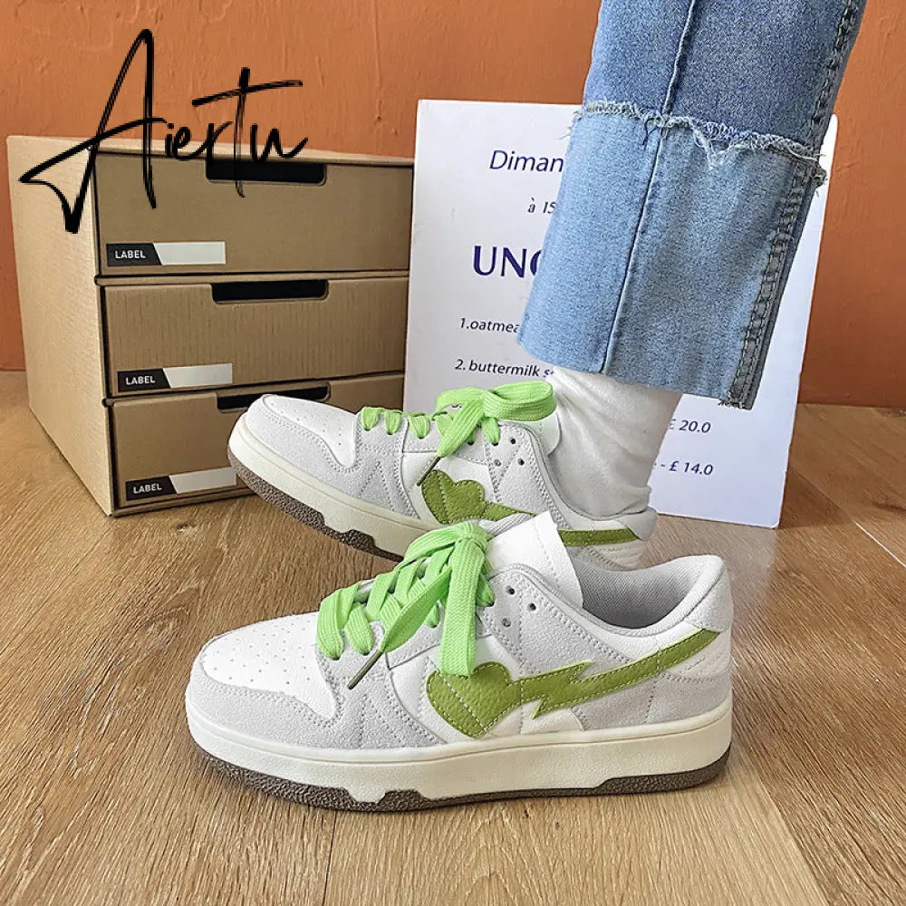 Heart Dunks  New Type Slate Shoes Haze Blue Trend Love Pattern Breathable Student Casual Sneakers Female Men Aiertu