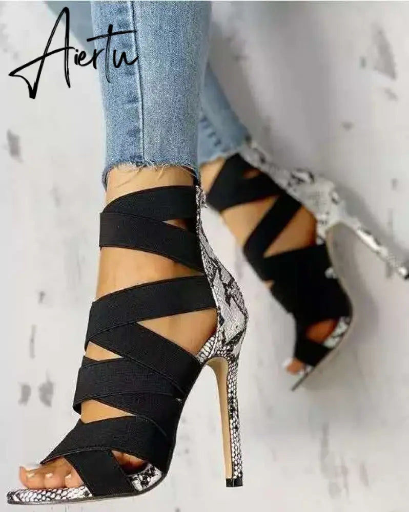 High Heel Sandal for Women Female Shoe Buckle Summer High-heeled Girls Comfort New Fashion Stiletto Strap  Peep Toe Open Aiertu