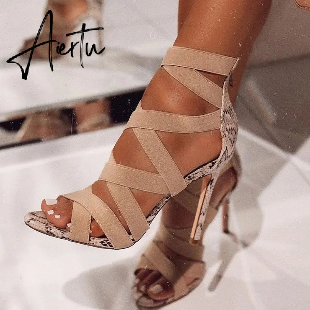 High Heel Sandal for Women Female Shoe Buckle Summer High-heeled Girls Comfort New Fashion Stiletto Strap  Peep Toe Open Aiertu