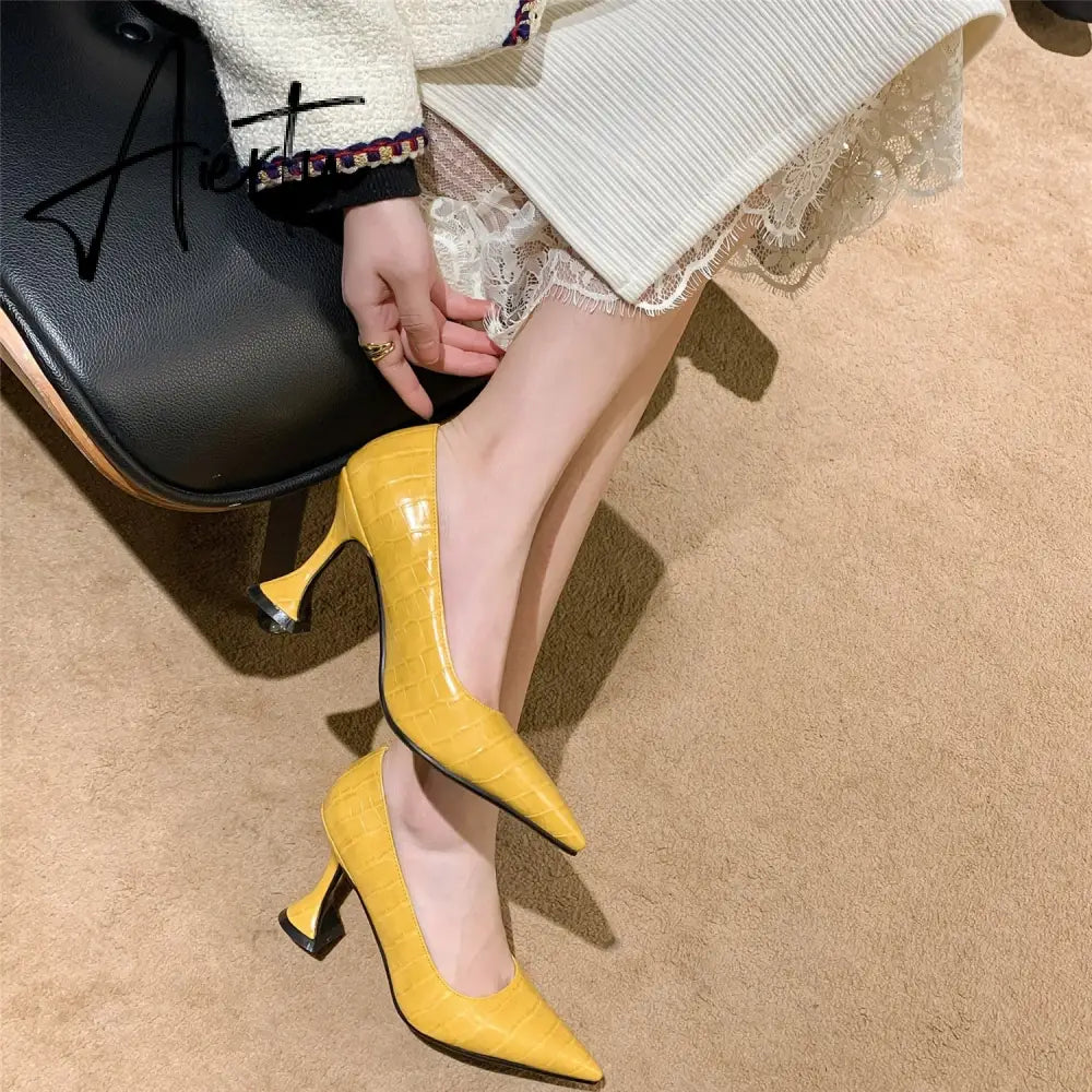 High Heels Sexy Women Spring New PU Leather Pointed Wine Cup Heel Dress Party Pumps Black Shoes for Women Plus Size 42 43 Aiertu