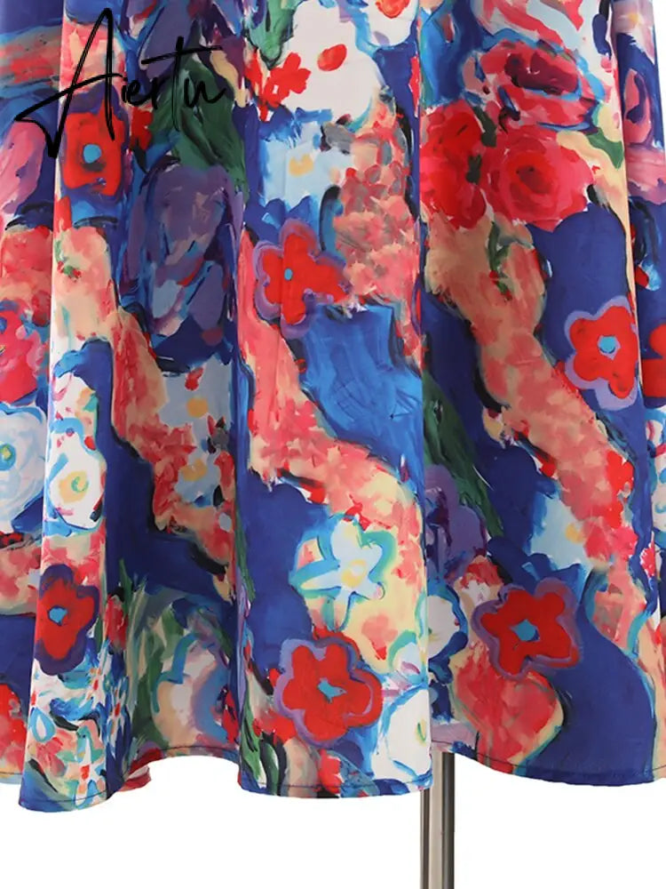 Hit Color Print Skirts For Women High Waist A Line Patchwork Zipper Summer Skirt Female Fashion Style Clothing Aiertu