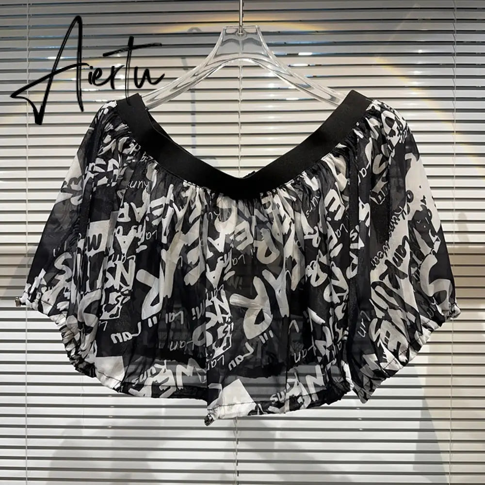 Hit Color Shirts For Women Slash Neck Short Sleeve Casual Pullover Summer Blouse Female Fashion Clothing New Aiertu