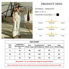 Home Wear Sexy Halter Backless Tank Top Set Woman 2 Piece Bodycon Beige Pleated Pants Set Elegant Skinny Slit Trouser Suits Aiertu