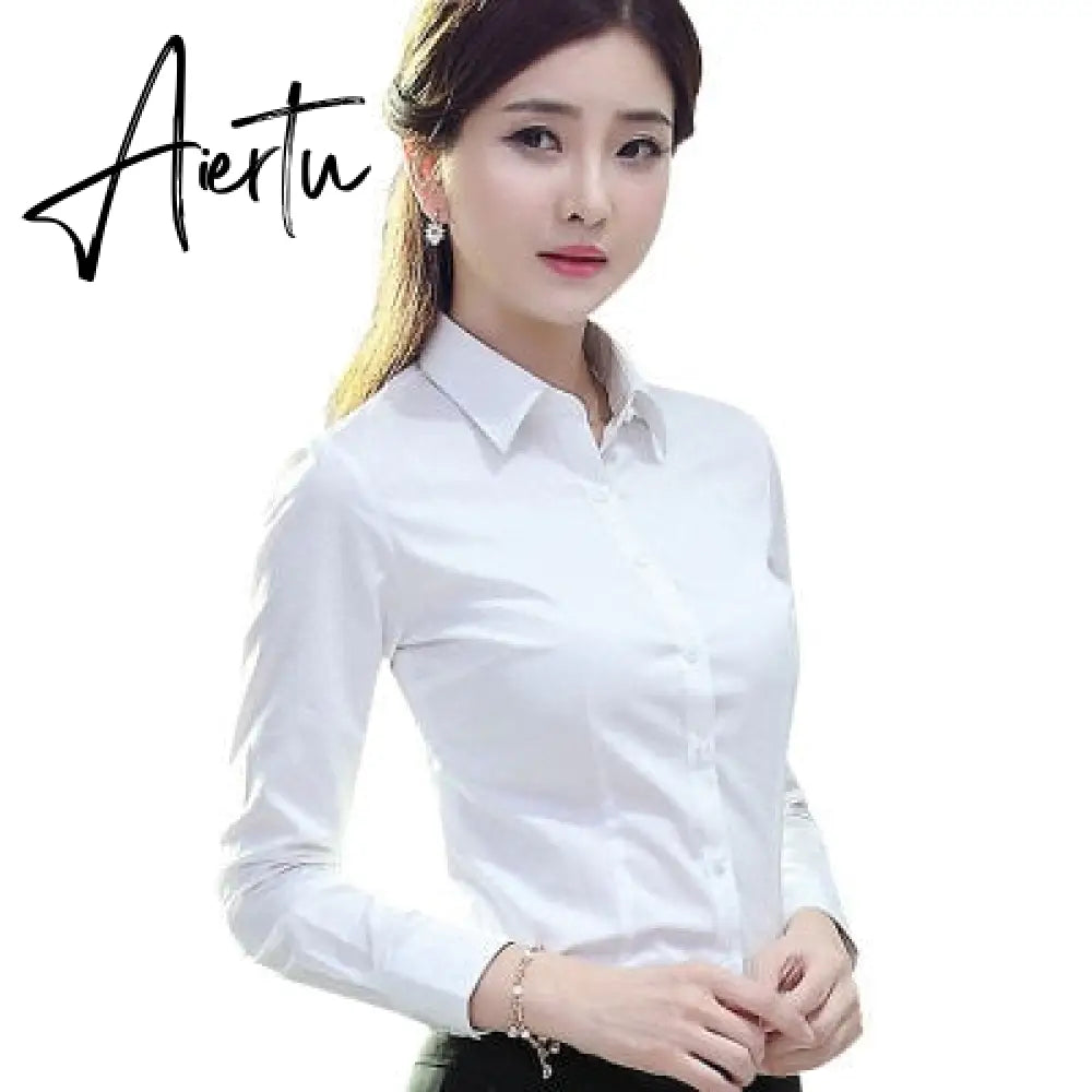 Korean Cotton Women Shirts Women Long Sleeve Shirts Office Lady White Shirt Tops Plus Size Blusas Mujer De Moda Pink Blouse Aiertu