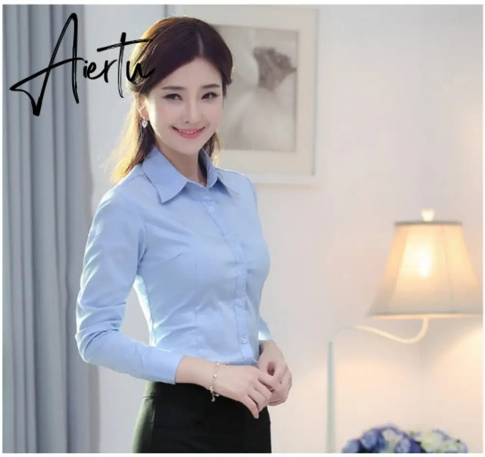 Korean Cotton Women Shirts Women Long Sleeve Shirts Office Lady White Shirt Tops Plus Size Blusas Mujer De Moda Pink Blouse Aiertu