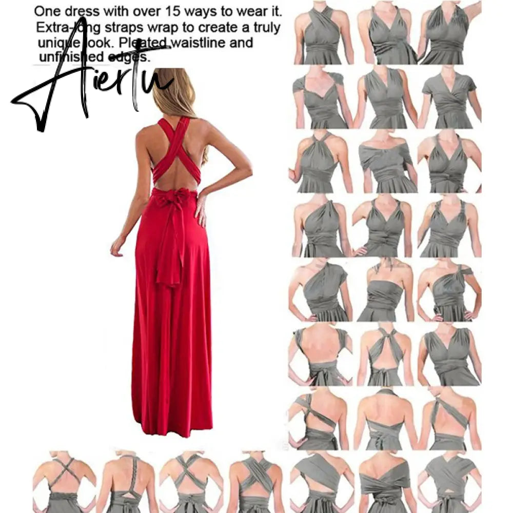 Ladies Sexy Women Maxi Club Dress Bandage Long Party Multiway Swing Dress Convertible Infinity Robe Bridesmaids Boho Women Dress Aiertu