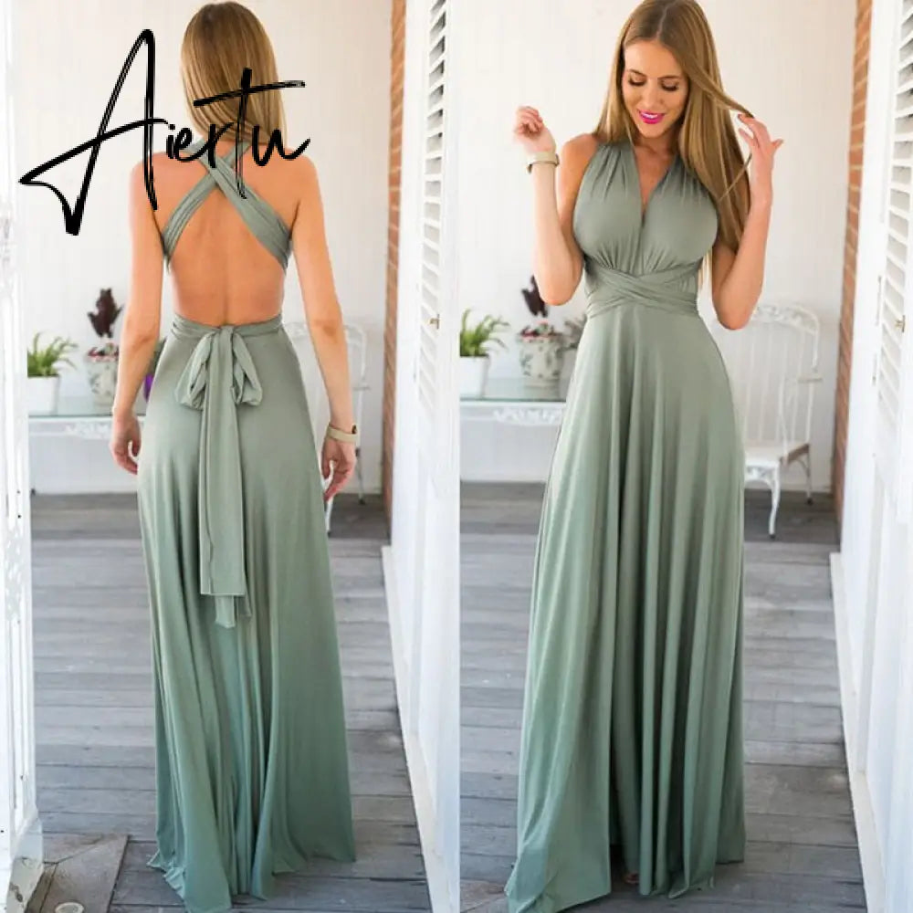 Ladies Sexy Women Maxi Club Dress Bandage Long Party Multiway Swing Dress Convertible Infinity Robe Bridesmaids Boho Women Dress Aiertu