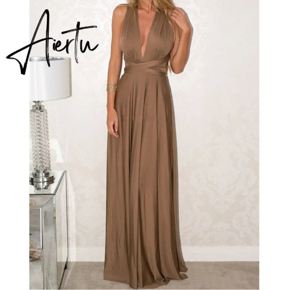 Ladies Sexy Women Maxi Club Dress Bandage Long Party Multiway Swing Dress Convertible Infinity Robe Bridesmaids Boho Women Dress Aiertu