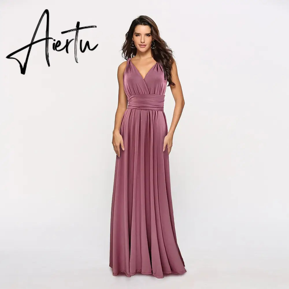 Ladies Sexy Women Maxi Club Dress Bandage Long Party Multiway Swing Dress Convertible Infinity Robe Bridesmaids Boho Women Dress Aiertu