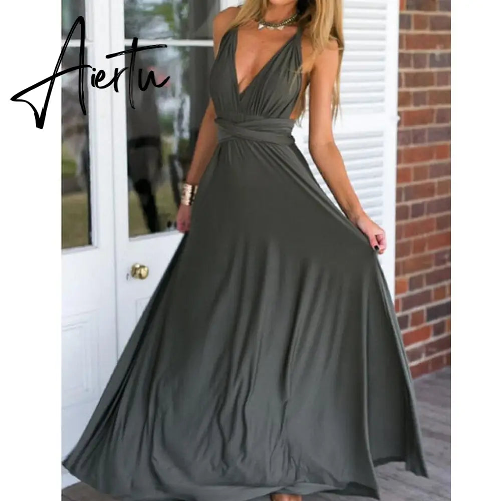 Ladies Sexy Women Maxi Club Dress Bandage Long Party Multiway Swing Dress Convertible Infinity Robe Bridesmaids Boho Women Dress Aiertu