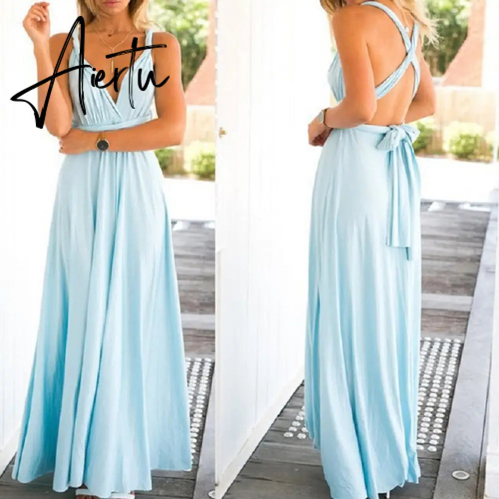 Ladies Sexy Women Maxi Club Dress Bandage Long Party Multiway Swing Dress Convertible Infinity Robe Bridesmaids Boho Women Dress Aiertu