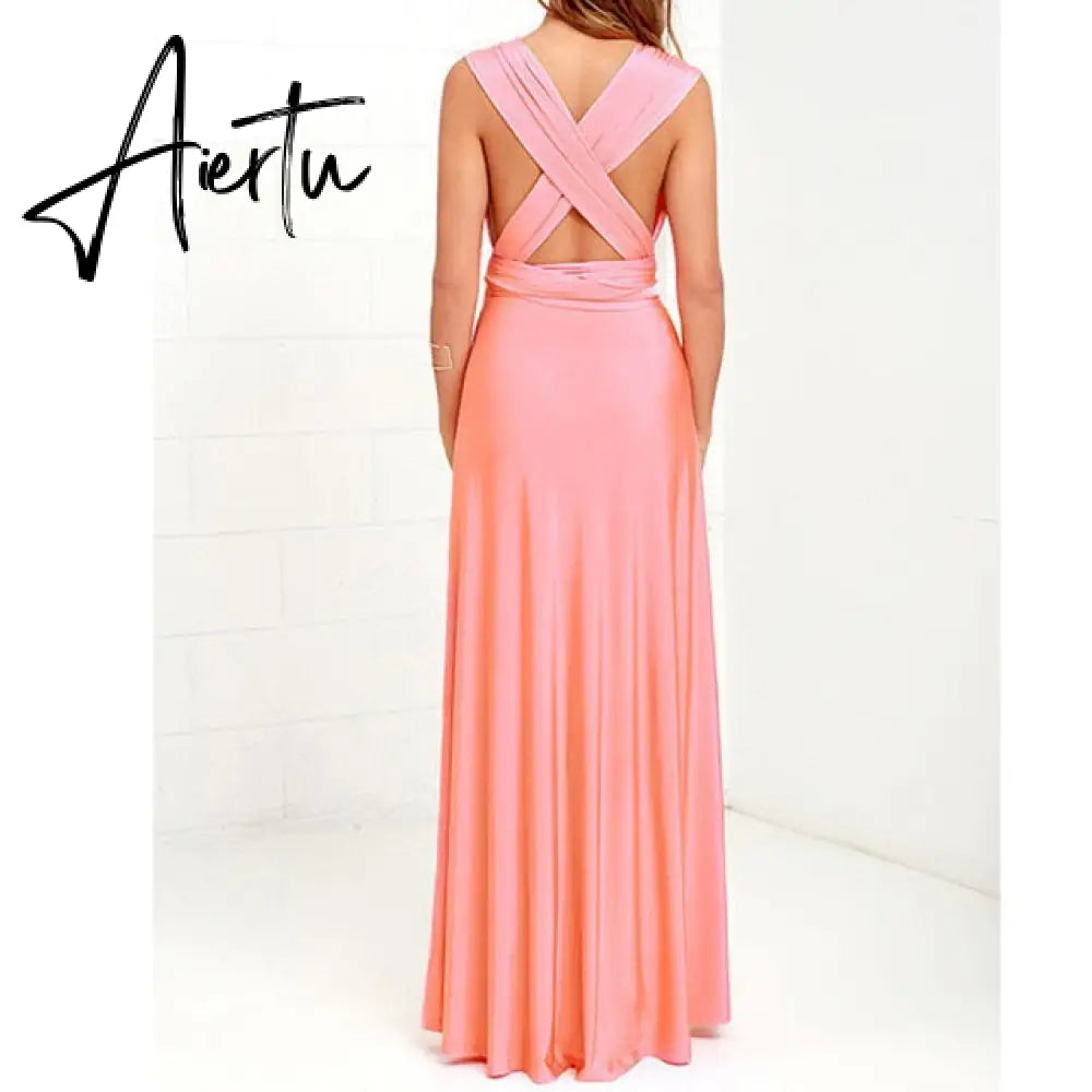Ladies Sexy Women Maxi Club Dress Bandage Long Party Multiway Swing Dress Convertible Infinity Robe Bridesmaids Boho Women Dress Aiertu
