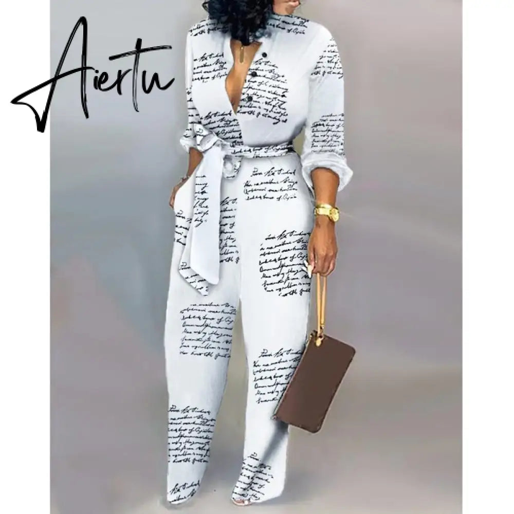 Leopard Tied Waist Long Sleeve Jumpsuit Women Rompers Fashion One Piece Overalls Casual Jumpsuits Streetwear Dropshipping Aiertu