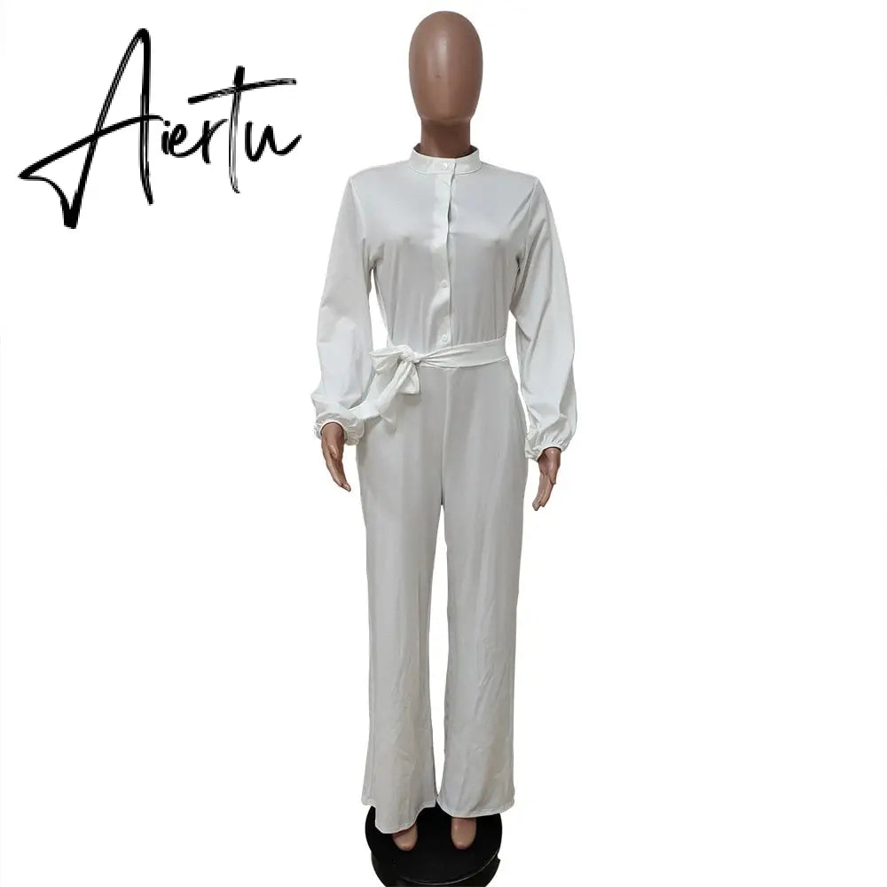 Leopard Tied Waist Long Sleeve Jumpsuit Women Rompers Fashion One Piece Overalls Casual Jumpsuits Streetwear Dropshipping Aiertu