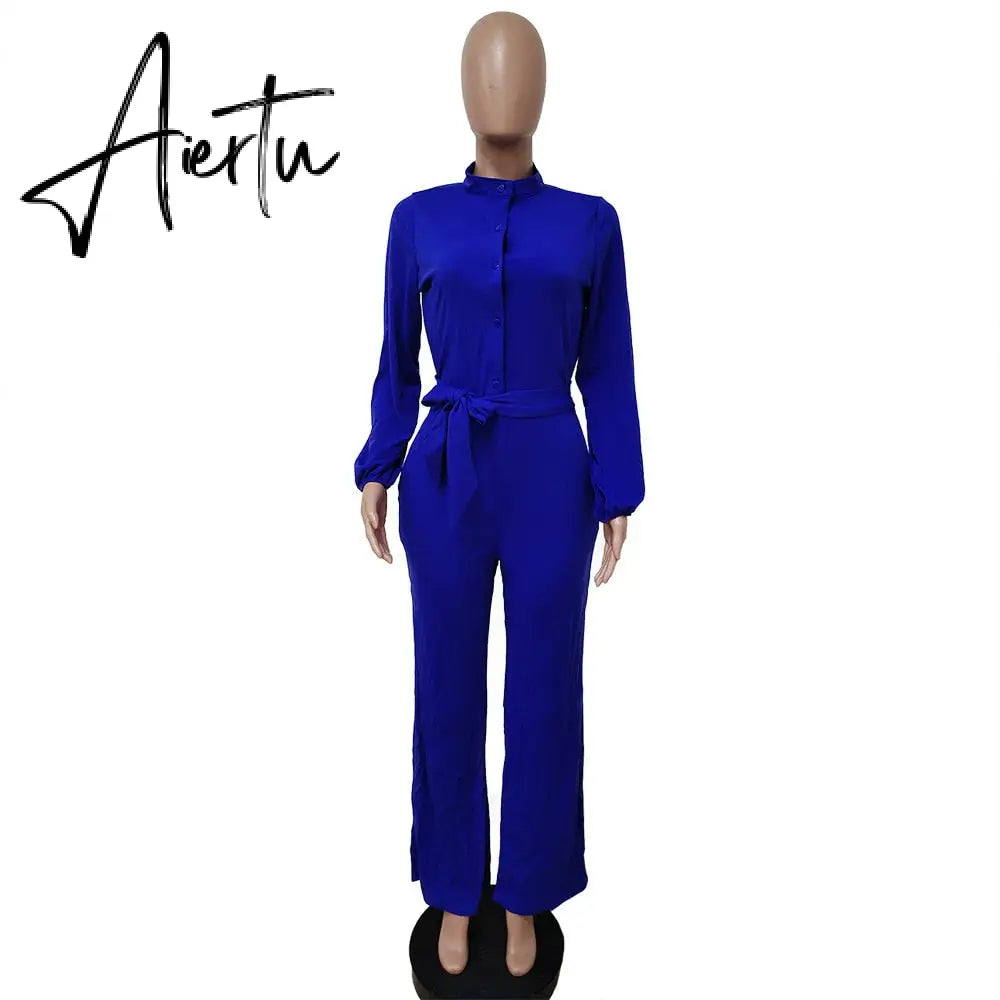 Leopard Tied Waist Long Sleeve Jumpsuit Women Rompers Fashion One Piece Overalls Casual Jumpsuits Streetwear Dropshipping Aiertu