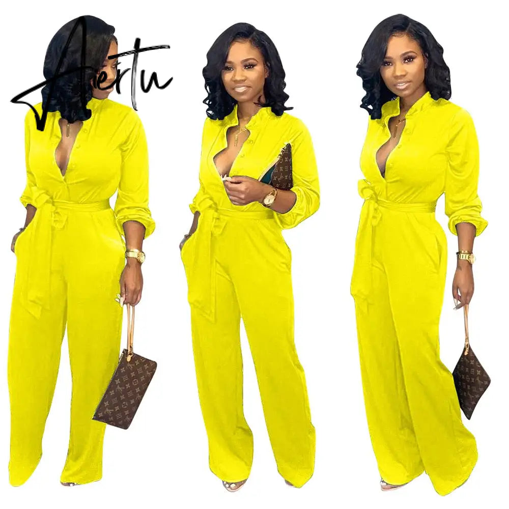 Leopard Tied Waist Long Sleeve Jumpsuit Women Rompers Fashion One Piece Overalls Casual Jumpsuits Streetwear Dropshipping Aiertu