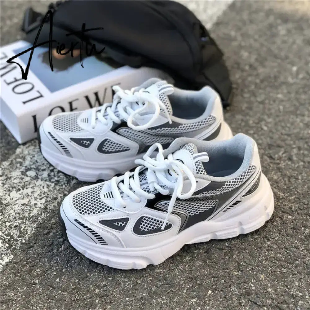 Men Women Sneakers Plus Size 41 42 43 Women's Casual Shoes Fashion Chunky Sneakers Woman Thick Sole Sport Shoes Big Size Shoes Aiertu