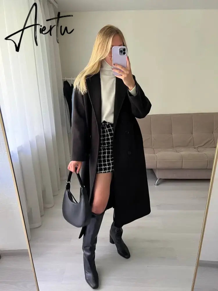 Meotina Women Genuine Leather Knee High Boots Square Toe Chunky High Heels Zipper Long Boots Lady Fashion Shoes Autumn Winter 43 Aiertu