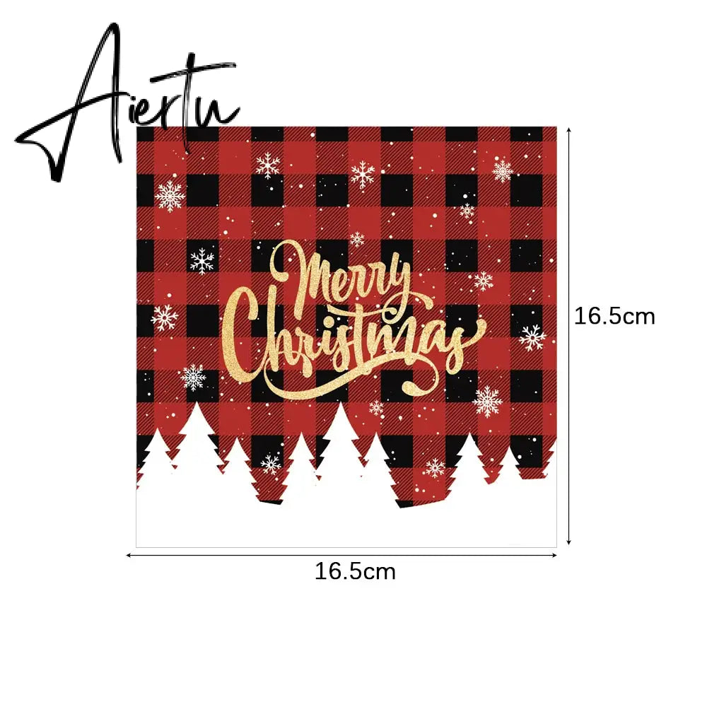Merry Christmas Disposable Tableware Xmas Butterfly Lattice Disposable Paper Cup Plates Banner for Christmas Party Decoration Aiertu