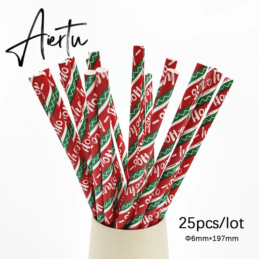 Merry Christmas Disposable Tableware Xmas Butterfly Lattice Disposable Paper Cup Plates Banner for Christmas Party Decoration Aiertu