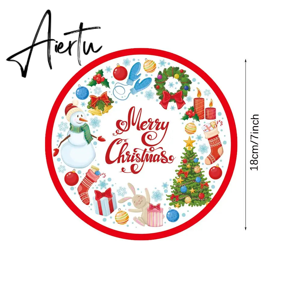 Merry Christmas Disposable Tableware Xmas Butterfly Lattice Disposable Paper Cup Plates Banner for Christmas Party Decoration Aiertu